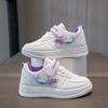 2024 Spring and Autumn New White Girls' Sports Shoes for Active Children, Breathable and Versatile, Perfect for Casual Wear.
