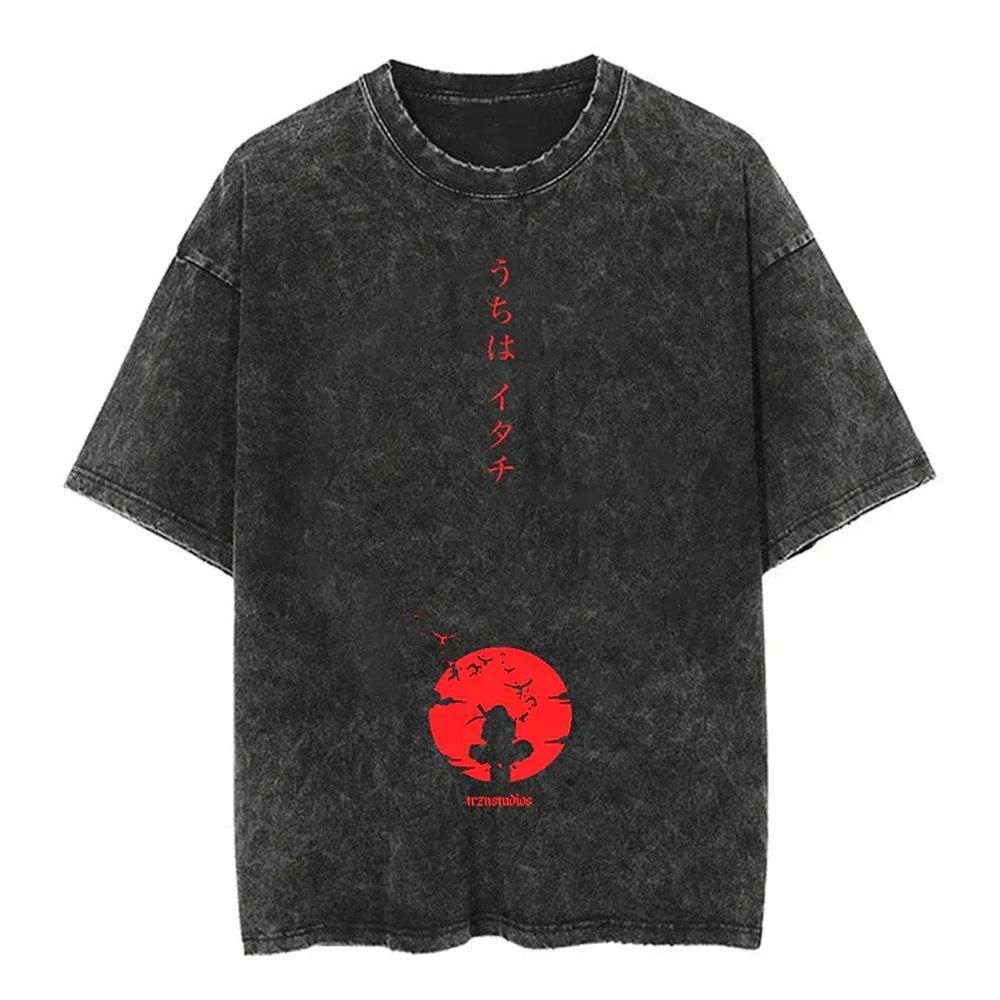 New Men Vintage T Shirt Hip Hop Streetwear Tshirt Japanese Anime Naruto Print Tops Tees Harajuku Summer Short Sleeve TShirt
