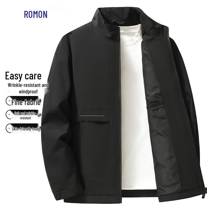 Romax Men's Anti-Wrinkle Windproof Stand Collar Jacket