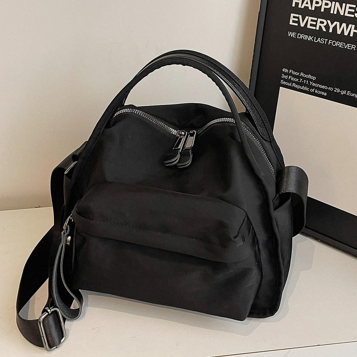 

Lightweight Nyl Large Capacity Shoulder Crossbody Top Handle Bag Women College Student Commuter Casual Versatile чёрный
