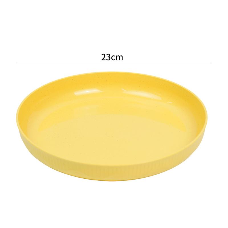 23cm Wheat Straw Plate 8-color Plate Wheat Straw Hotel Vegetable Fruit Plate Stackable Unbreakable Reusable BPA Free Tableware