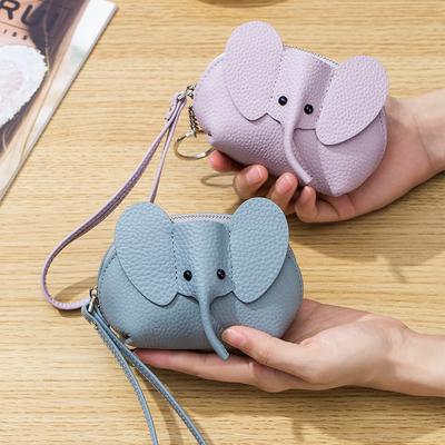 New Bag Creative Card Bag Baby Elephant Change Bag Female, Small First Layer Cowhide Clutch Bag Coin Bag Ins