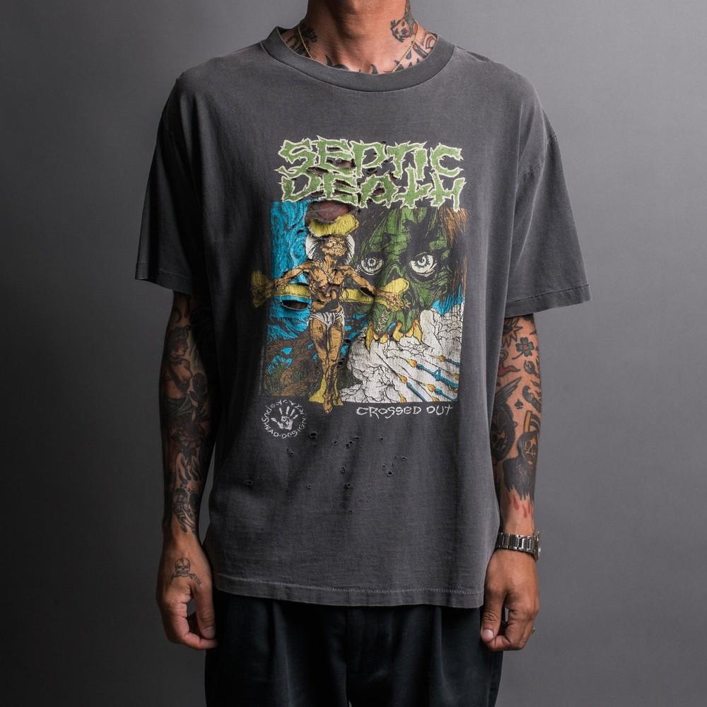 

Vintage 90#039s Septic Death Crossed Out Black Unisex Tshirt S5XL WA3824 Unisex T-Shirt XXXXL