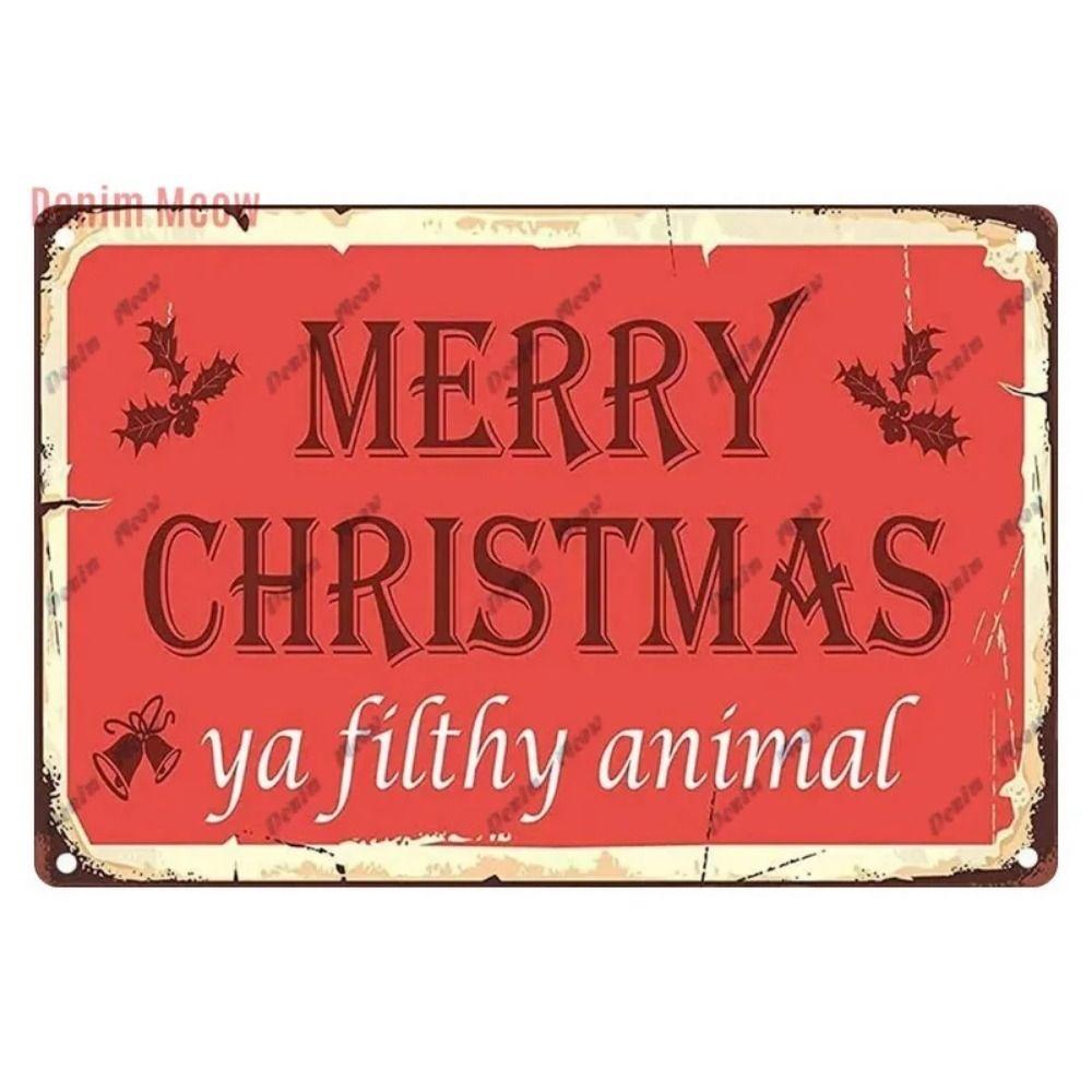 Vintage Christmas Metal Tin Sign Home Festive Wall Decor