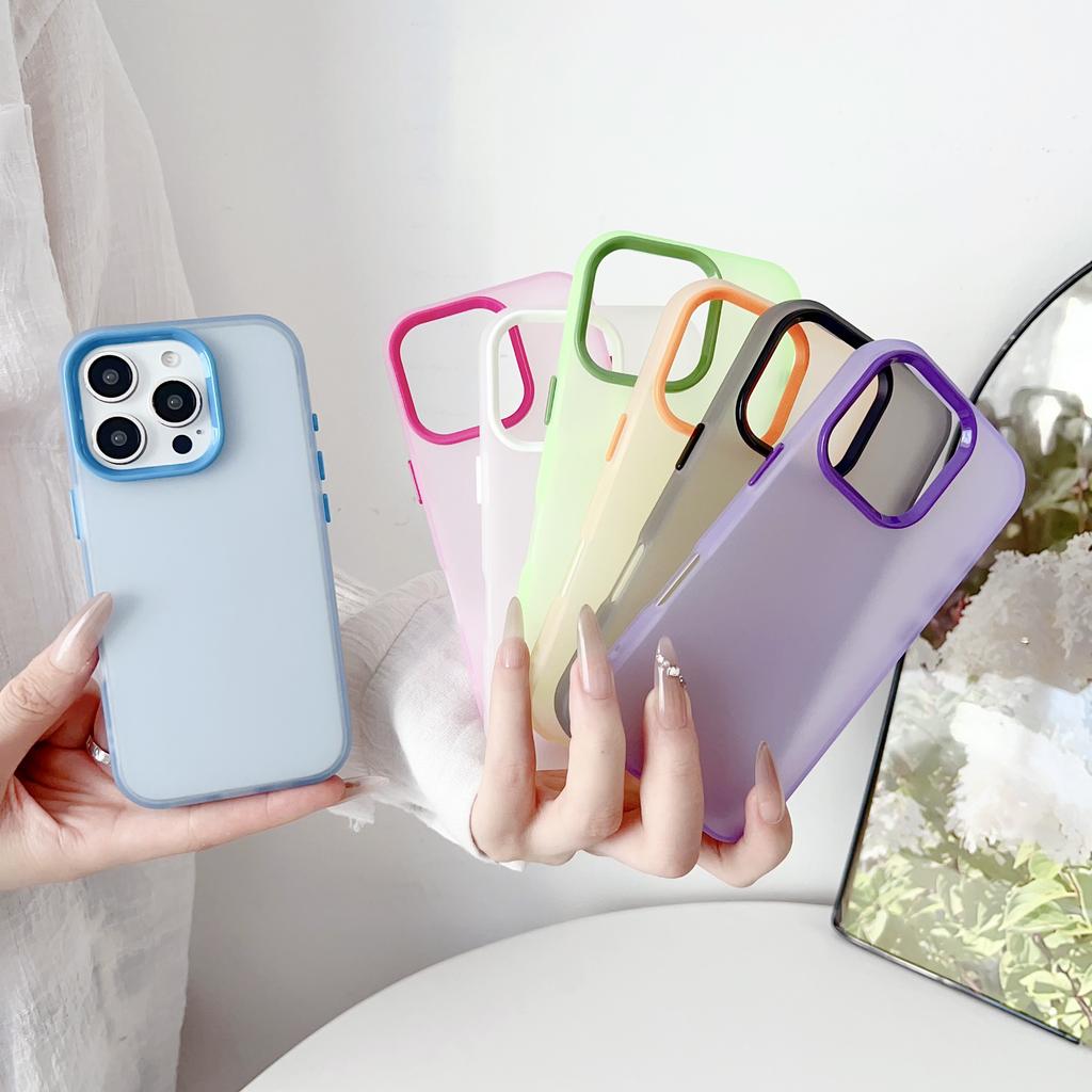 High Candy Matte TPU+PC+PET Phone Case for iPhone 16/15/14/13/12/11 Pro Max Plus Simple Style Youth Shockproof Protection Cover