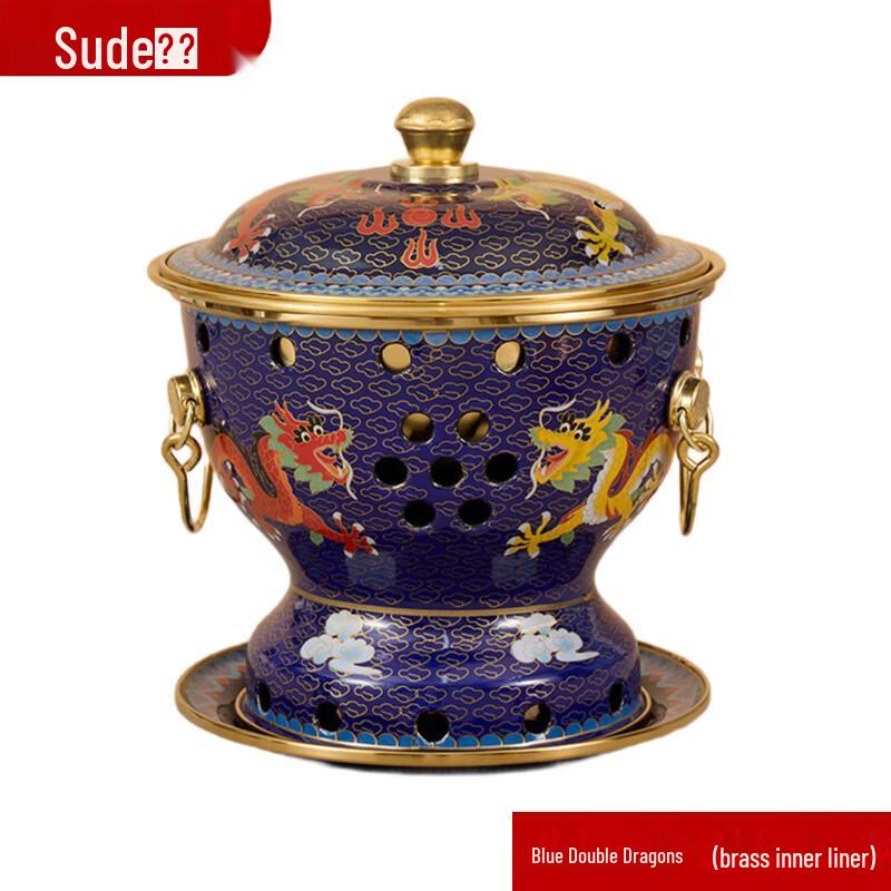 Traditional Cloisonné Enamel Single-Serve Copper Hot Pot 19cm
