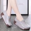 Genuine Leather Casual Shoes Women Fashion Platform Shoes Slip-on Loafers Walking Wedge Heels Rocker Shoes