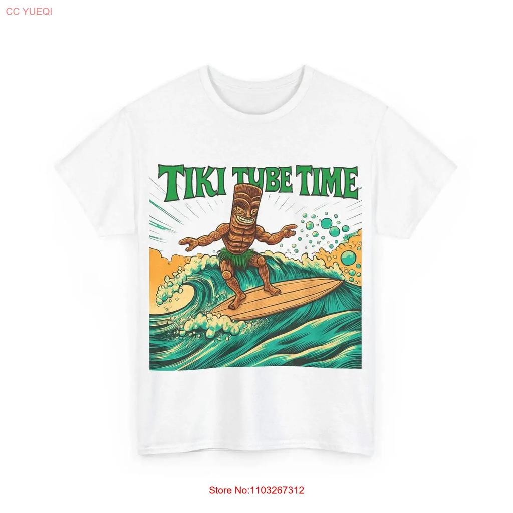 Tiki Tube Time T Shirt Surfing Hawaiian Wave Lover Surfer Retro Surf Vintage Slightly Top For Everyday Wear Homme