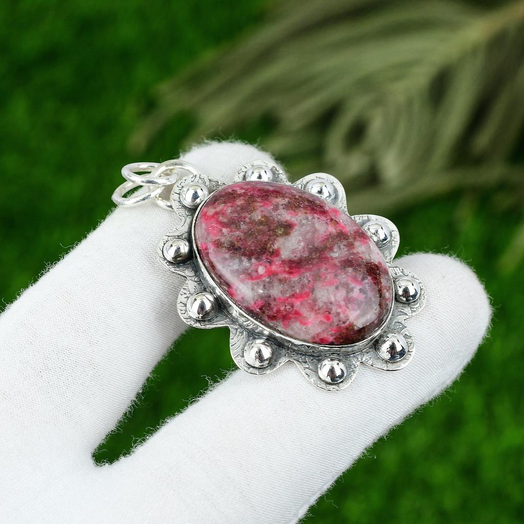 Wedding Gift For Her 925 Sterling Silver Natural Thulite Gemstone Pendant