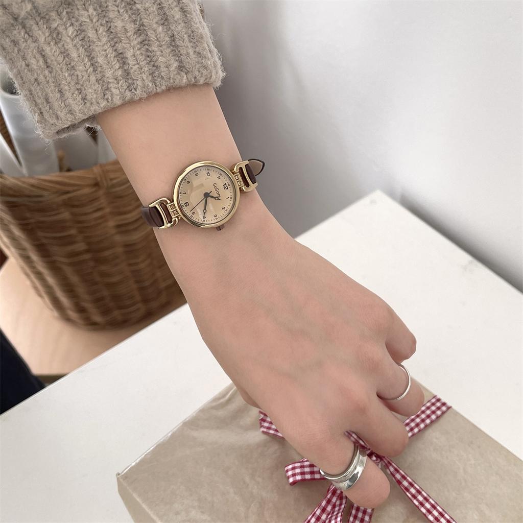 French Retro Round Exam Watch Female Student Niche Light Luxury Simple Fashion Temperament Small