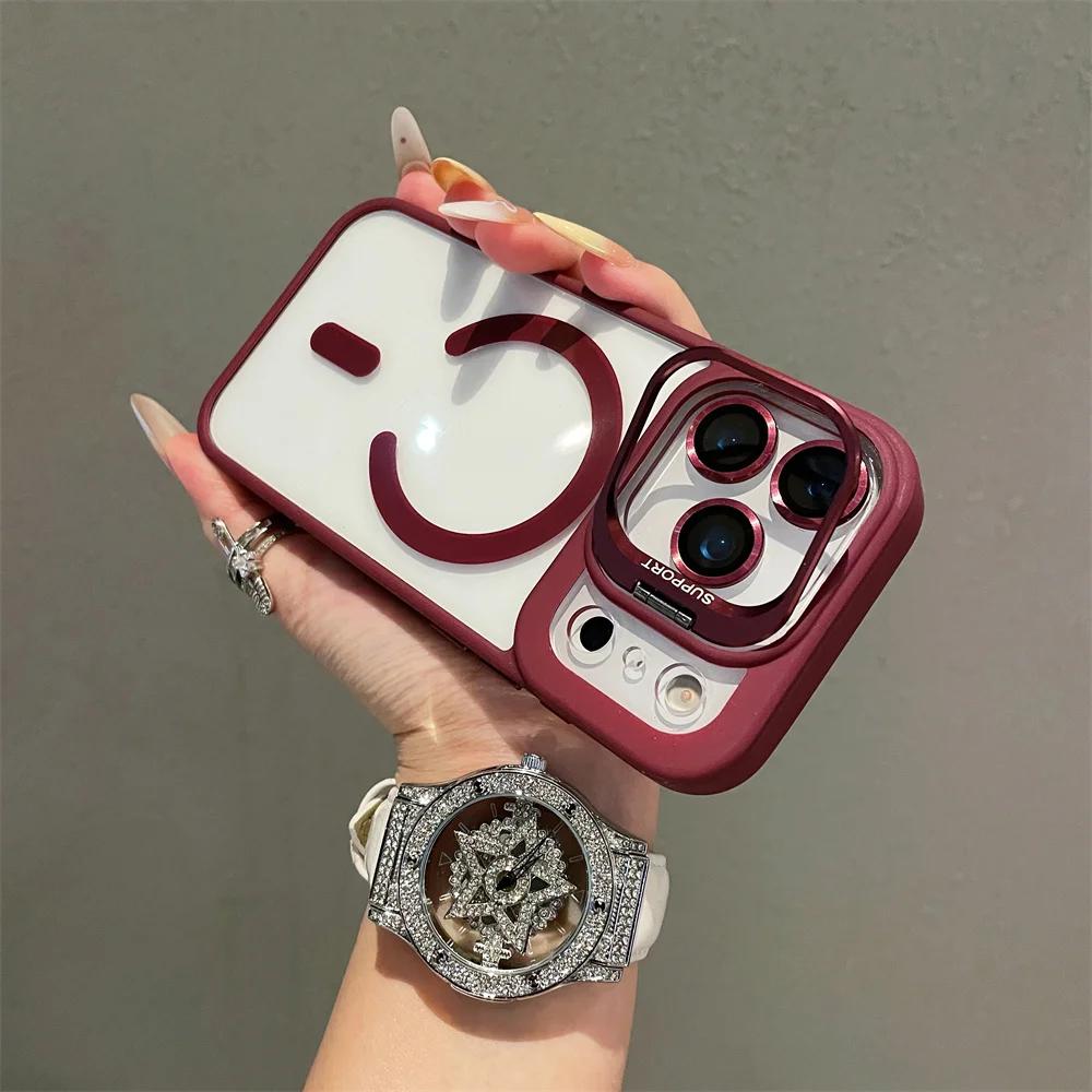 Lens Film Protection Clear For Magsafe Magnetic Phone Case For iPhone 17 Air 15 16 Pro Max 14 Plus 13 12 11 Folding Stand Cover