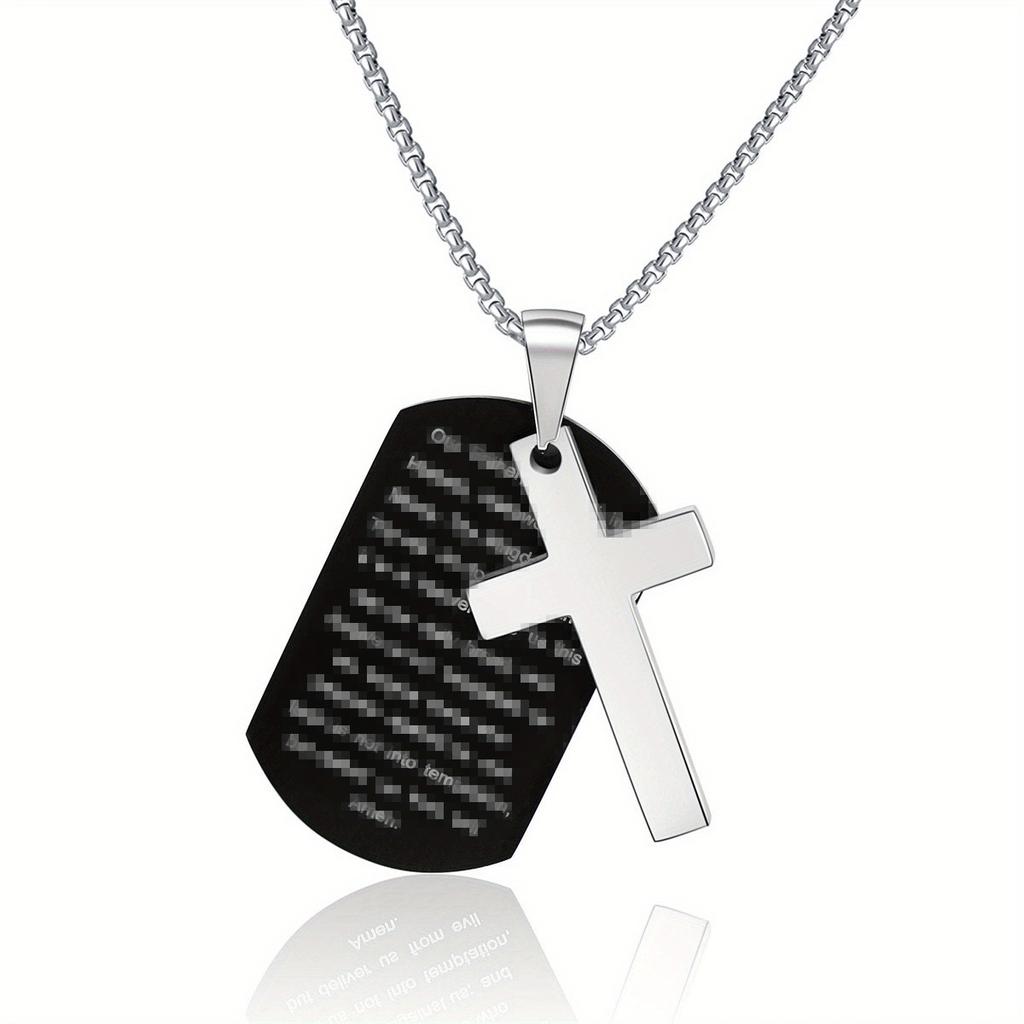 Dog Tag Cross Necklace Men Inspiration Necklace Pendant Gift