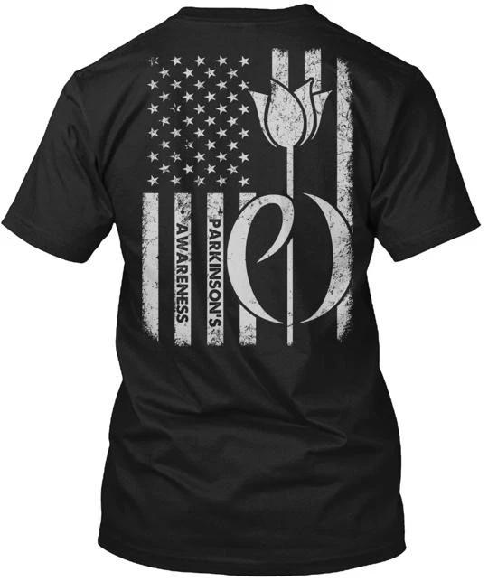 

Parkinson Awareness Flag 100% Cotton T-shirt Mens Tees Top Made in the USA T-Shirt Tee Top Unisex S