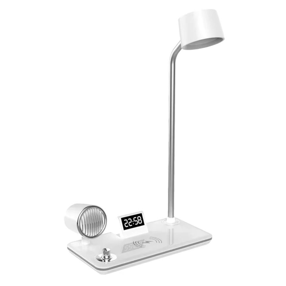 Bluetooth USB Port LED Table Lamp Stand Clock Night Lighting LED Desk Lamp Multifunction Wireless Charger Night Light Bedside