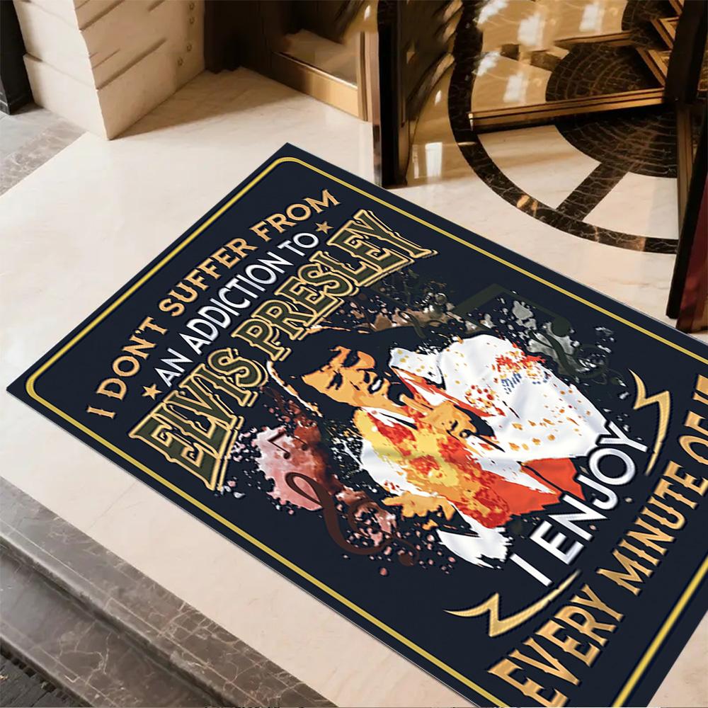 Elvis Presley Fan Quote Area Rug Suitable for Study room Entryway Game Room Playrooms Antislip Carpet Anime Office Decor Birthday/Christmas Gift