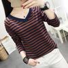 Autumn 2023 Loose V-Neck Long-Sleeve Cotton T-Shirt for Women - Plus Size
