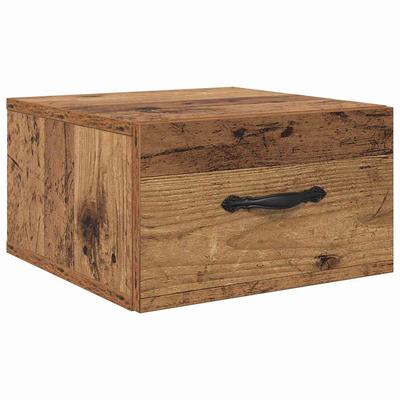 Wall Mounted Nightstand with Drawers Rustic Wood Look 35 X 35 X 20 Cm Wood Based Material