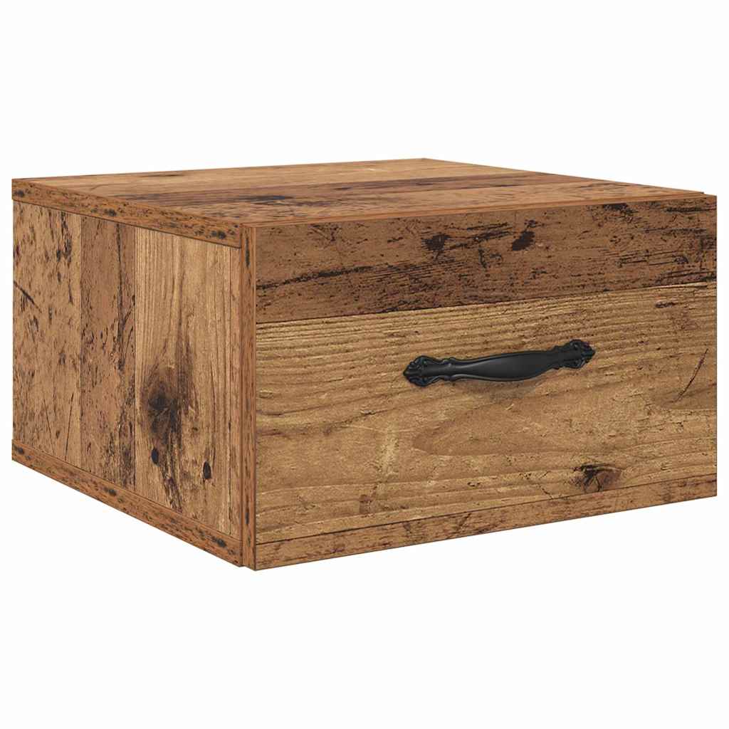 Wall Mounted Nightstand with Drawers Rustic Wood Look 35 x 35 x 20 cm Wood Based Material
