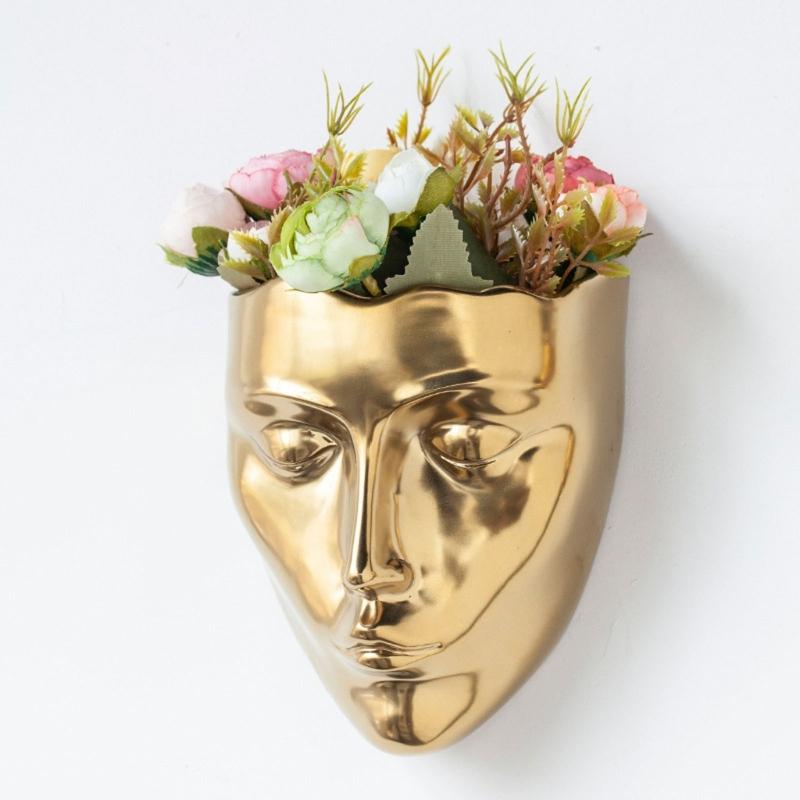 Wandmontierter Gesichtskrug Handgefertigter Keramik-Blumentopf Für Innen- und Außendekoration Platzsparender Entwurf
