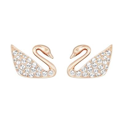Swan Shaped Crystal Stud Earrings Women Earrings Rose-Gold 5144289