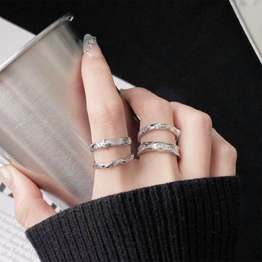 Stern Mond Einfach Trend Paar Ring Nische Design Hohes Gefühl Offener Ring Persönlichkeit Klein Frisch Ring