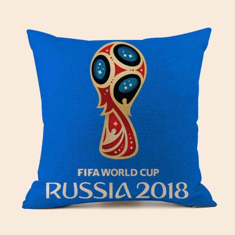 Soccer Fans World Cup 32 Teams Cotton Pillowcase With Emblem For Home Bar Lounge