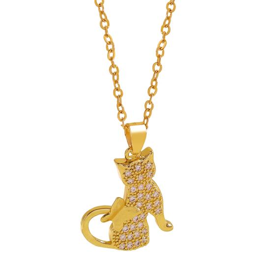 

Cat Pendant Necklace Cubic Zirconia Cute Kitty Butterfly Necklace Animal Charm Jewelry Gift for Cat Lovers Women