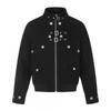 2026 Punk-Stil Schwarze Stehkragen Metallknöpfe Kurz Lockerer Sitz Bikerjacke Unisex Lässige Oberbekleidung