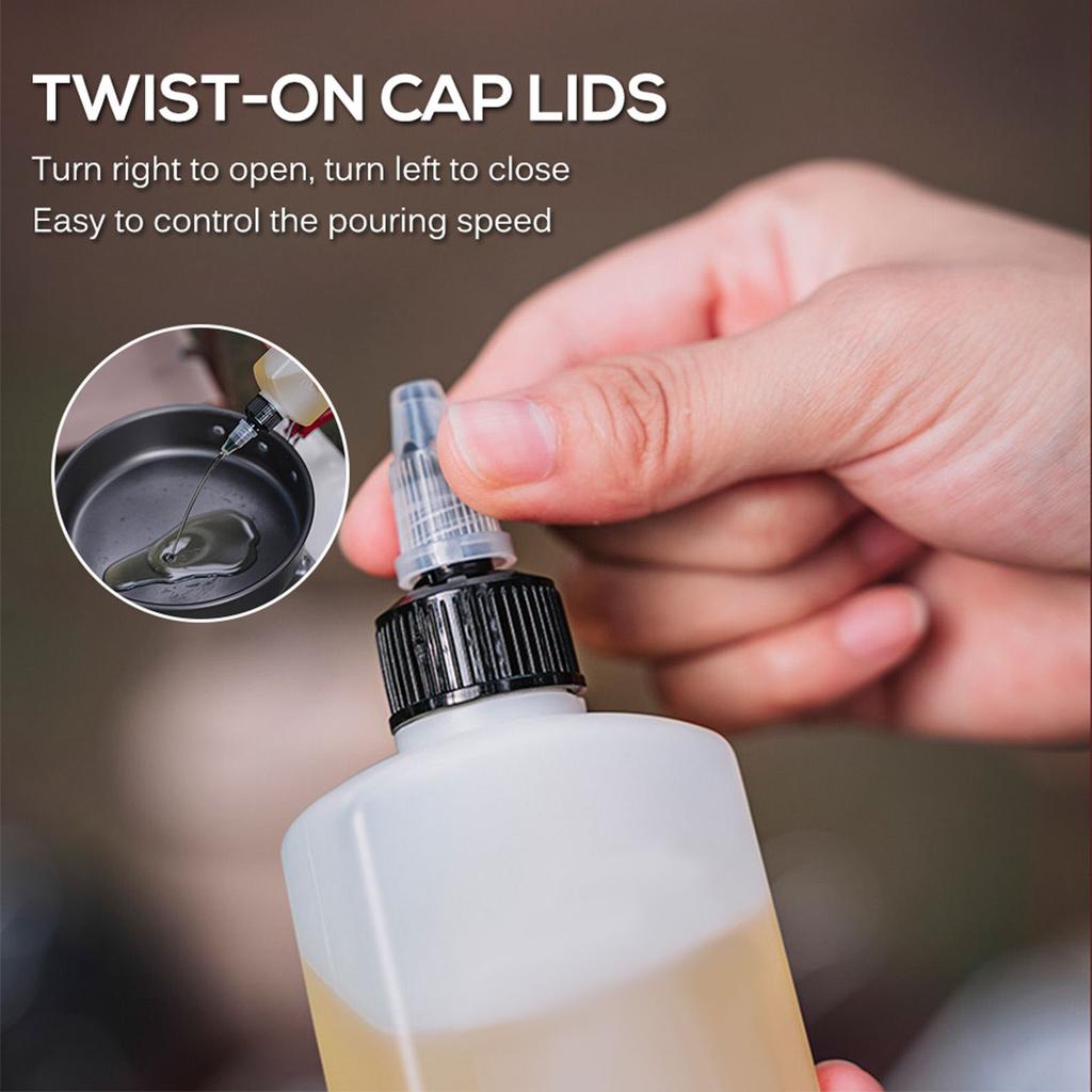 4 Pack Outdoor Condiment Bottles Oil Bottles Seasoning Fuel Oil Containers Dispensers for Camping BBQ Picnic Travel