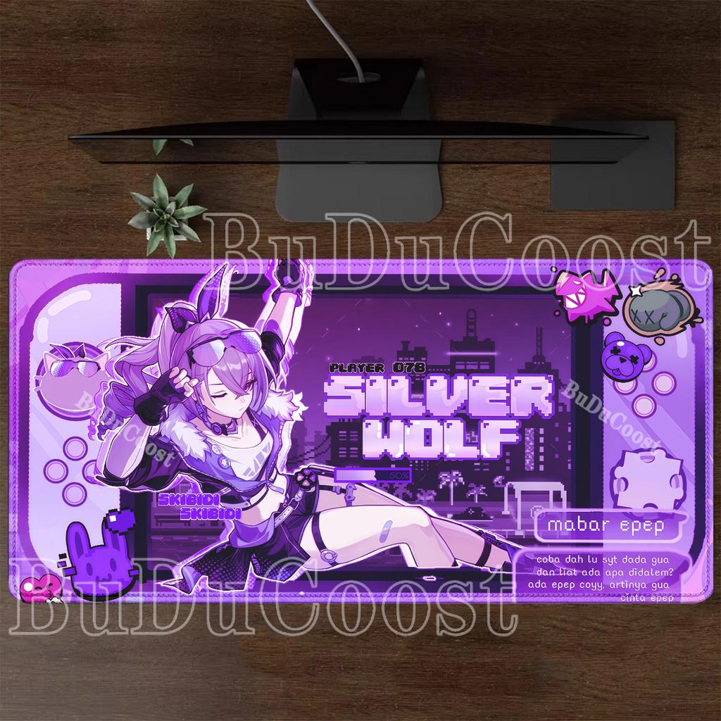 Mousepad HSR Silver Wolf LV.999 Honkai Star Rail PC Gaming Keyboard Mouse Pad Anime Girl Kawaii Office XXL HD Printing Desk Mat