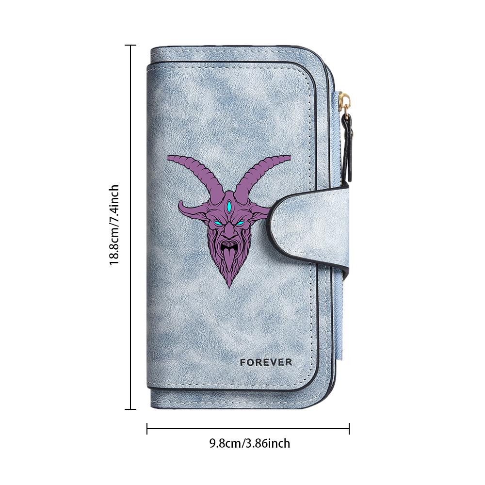 Gothic Baphomet Print Long Wallet Multi Card Slot Fashion Purse