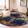 Luxury  Navy Golden  flower Pattern Round Shape Floor Mats Kitchen Hallway Runner Rug Bedroom Living Room Soft Carpet Non-slip Area Rug
