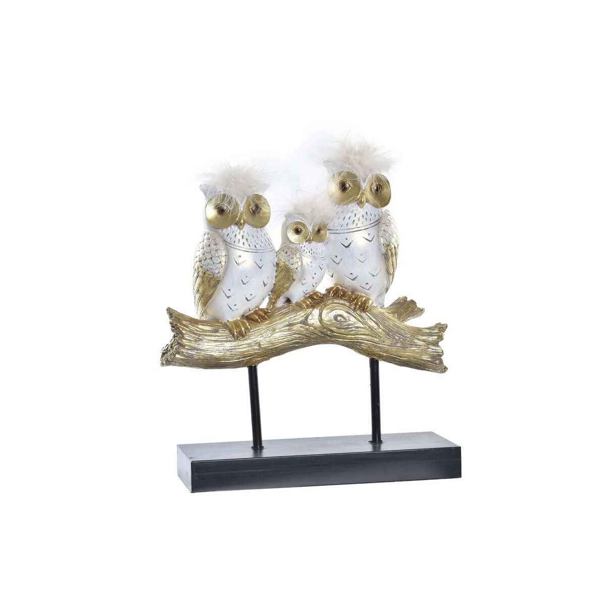 Figurine décorative DKD Home Decor Coffre 24 x 9 x 26 cm Hiboux Noir Doré Blanc