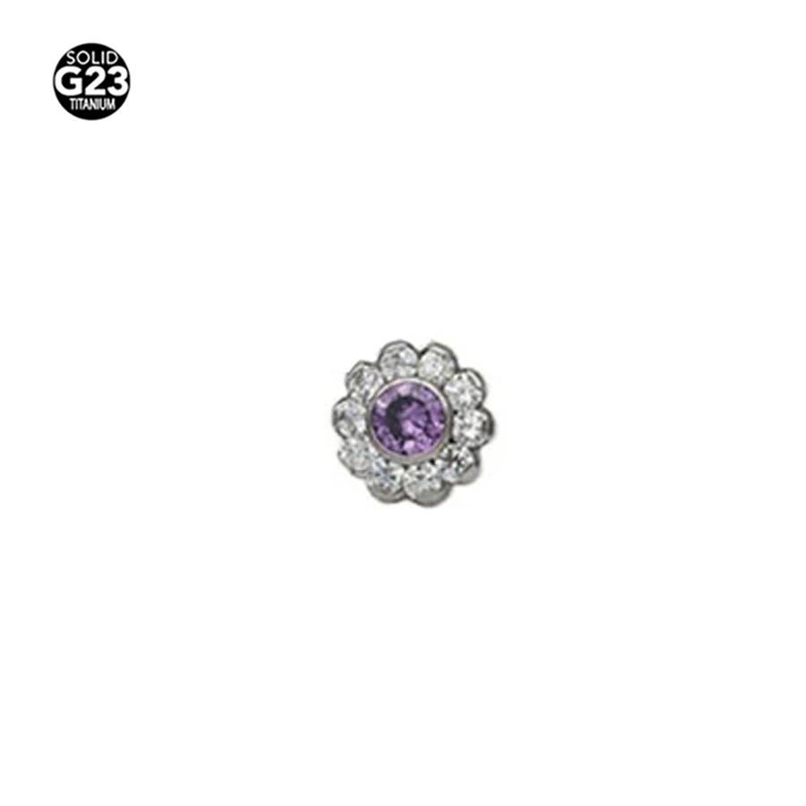 1pz F136 Titanio CZ Ancoraggio Dermal Forma di Luna Micro Ancoraggio Dermal Piercing Fiore Stella Skin Diver Piercing Gioielli per il Corpo 14g