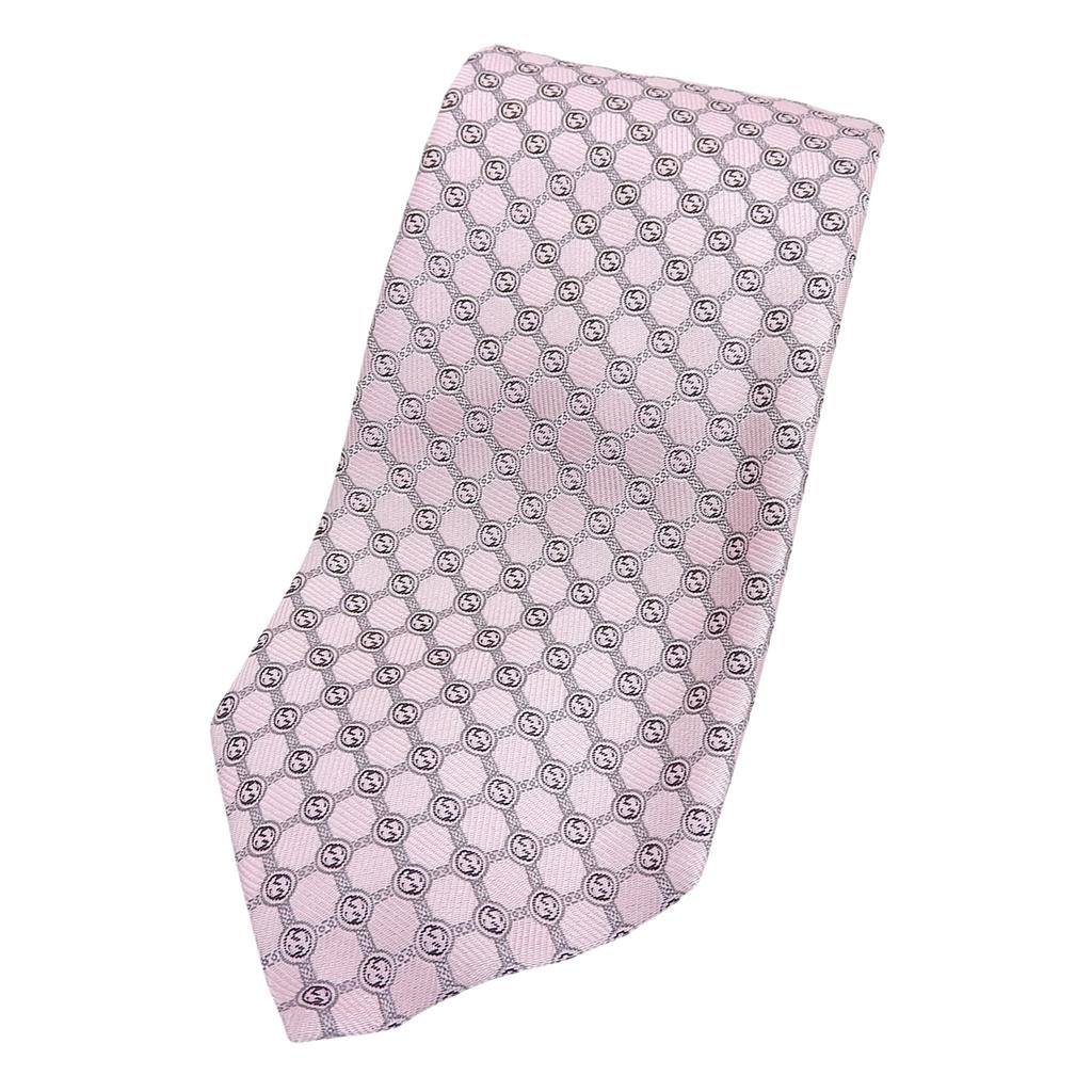Pristine GUCCI tie GG Jacquard pink silk mens 386488 Used