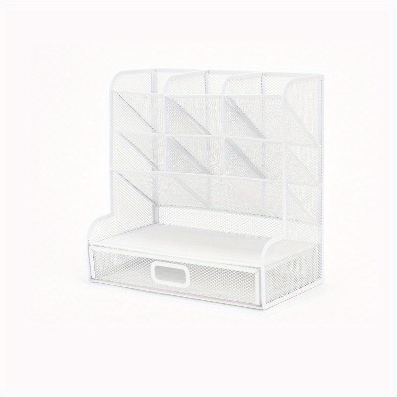 

27.5*28*15.5см 1шт девять ячеек Полка для хранения канцелярских товаров и документов, Большая вместимость, ящик для хранения и сортировки учебных и офисных принадлежностей. белый