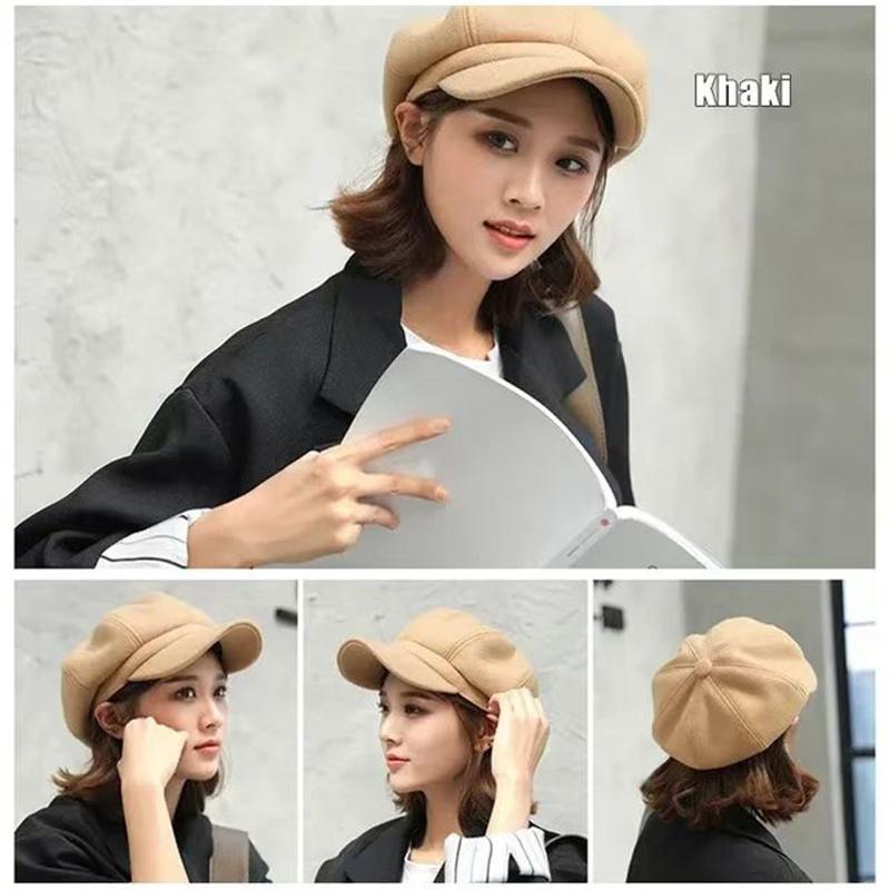 Fashion  Autumn Winter Hats for Women Solid Plain Octagonal Newsboy Cap Men Adies Casual WoolHat Winter Beret Women Painter Caps
