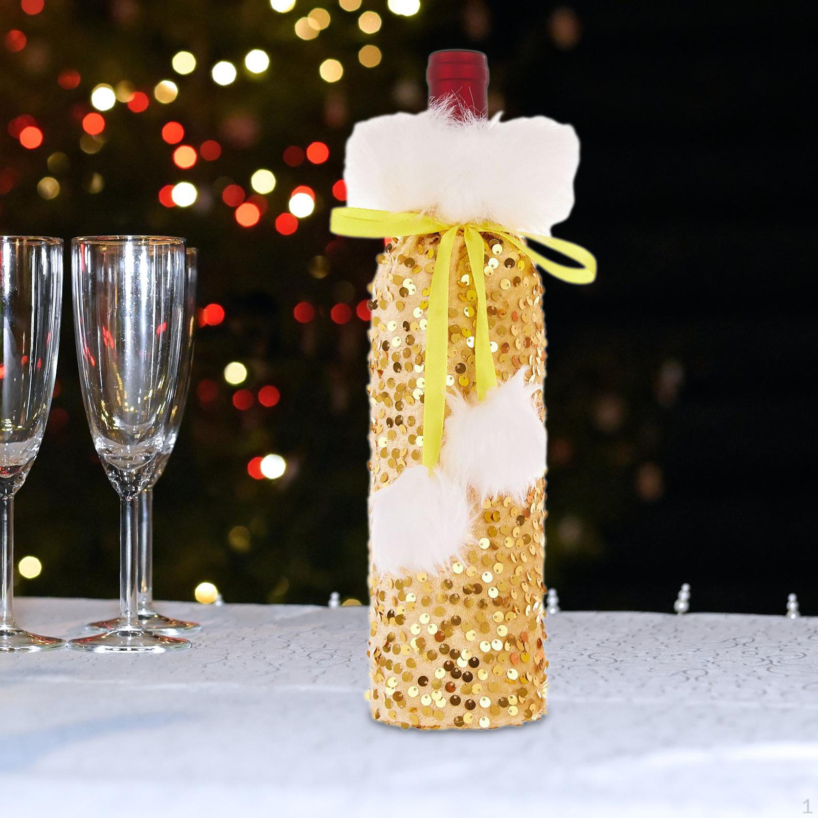 

Champagne Bottle Cover, Bag for Festival And Wedding Home Decor золотистий