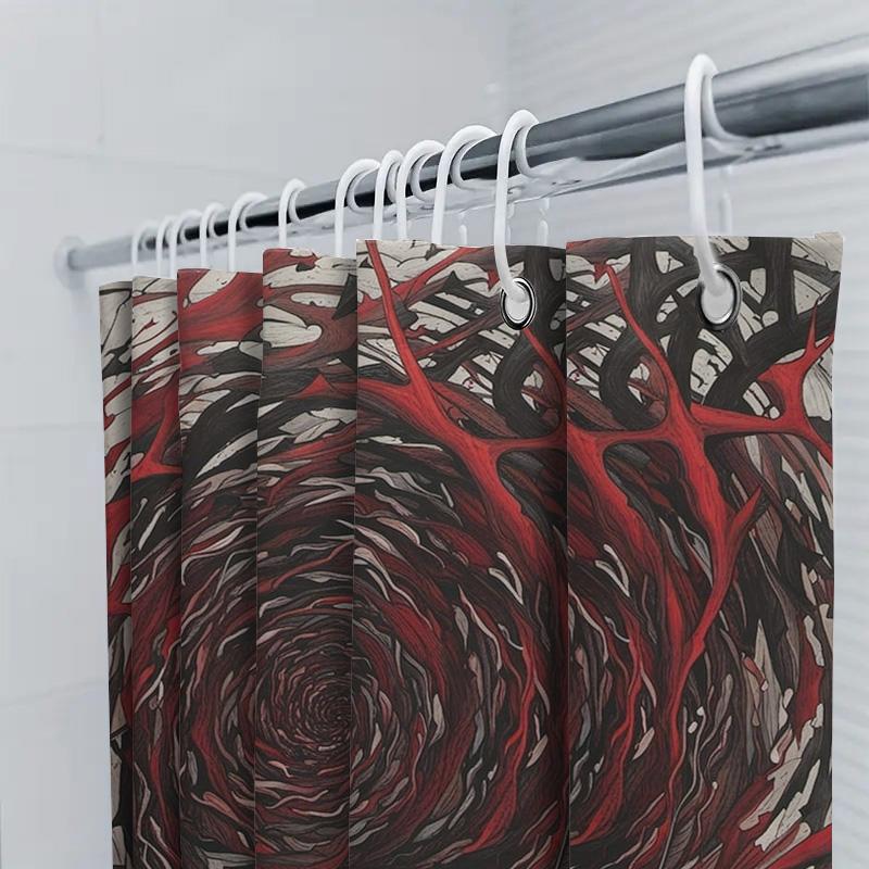 Rideau de douche abstrait rouge et noir pour salle de bain, décoratif moderne en tissu polyester avec œillets pour suspendre les serviettes de bain dans la baignoire Sont