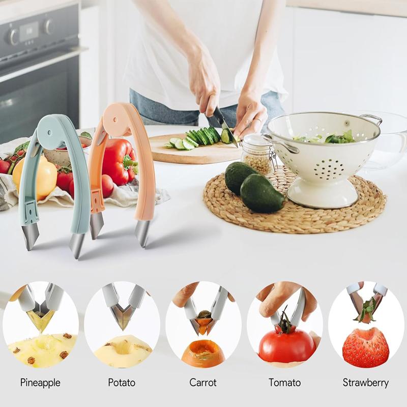 Ananas-Augenentferner Edelstahlpinzette Erdbeerentstieler Schäler Obst- und Gemüsemesser Stielentferner Clip Küchenhelfer