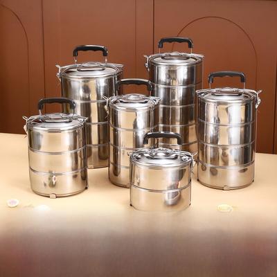 Outdoor Stainless Steel Multi-Layer Portable Lunch Box with Large Capacity for Students