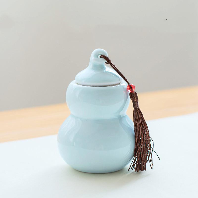 Portable Color celadon gourd tea caddy sealed storage tank travel Tea Boxes Ceramic tea tin containers coffee canister Candy jar