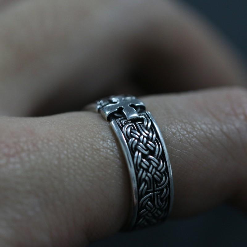 Adjustable Open Ring With Celtic Knot Design Handmade Plated Unisex Vintage Style Jewelry
