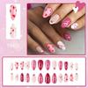 24 Pcs Pink Heart Artificial Nail Valentines Day False Nail Lovely Stick on Nail French Press On Nail for Holiday