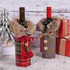 New Christmas Plaid Red Wine Bottle Cover & Tableware Set