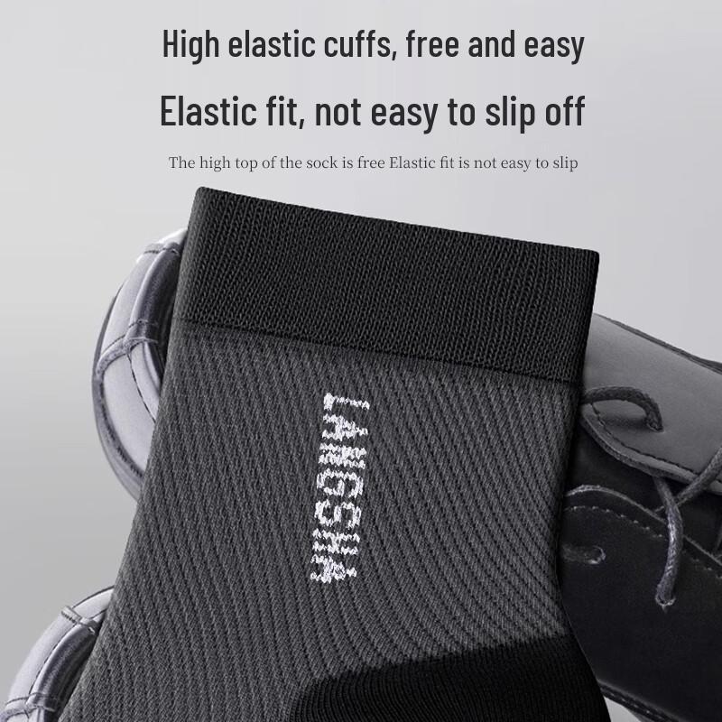 Langsha Men's Spring/Summer Pure Cotton Odor-Resistant Mid-Calf Socks