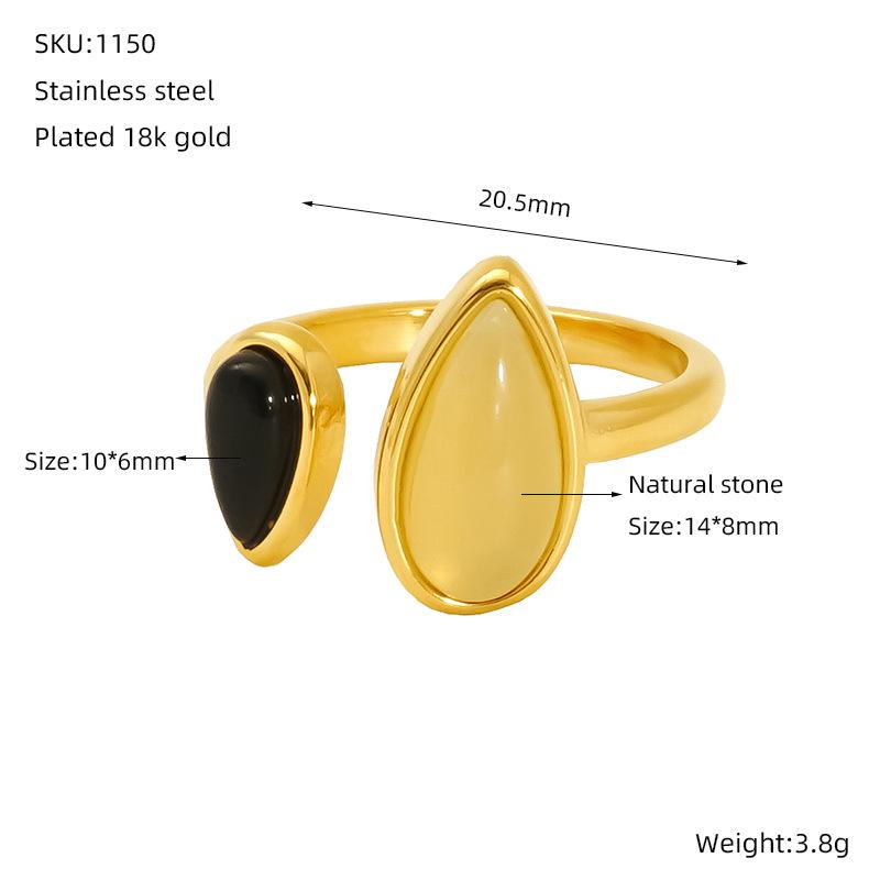 

Натуральний чорний агатовий кристал чаю з натурального золота каблучка нішевий дизайн високий сенс мода універсальне кільце темпераменту