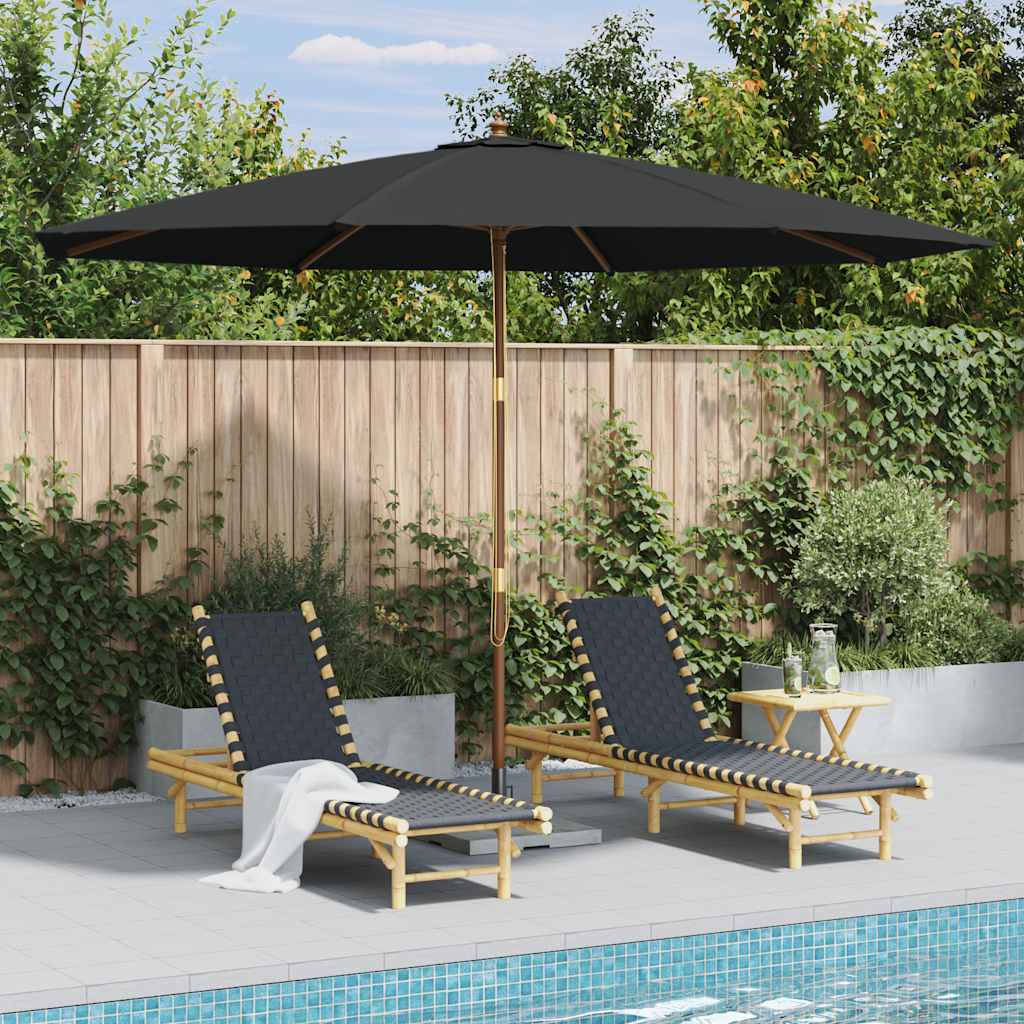 350 cm Anthracite Sun Umbrella with Wooden Mast