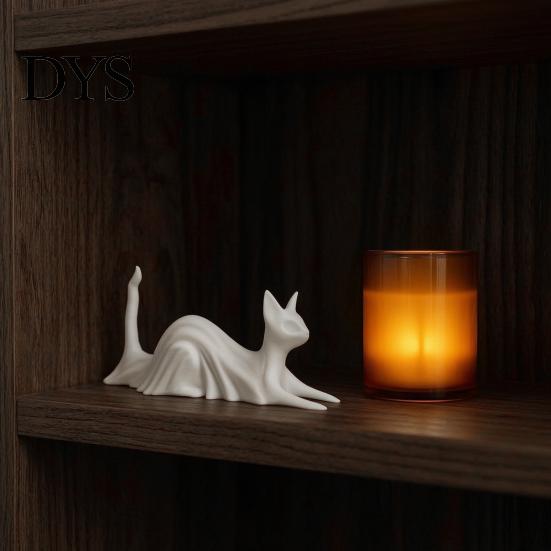 Solid Structure Desk Ornament 3D Printed Cat Ghost Buddy, Cute Halloween Kitty Figurine for Small Bookshelf Display Statues Office Shelf, Spooky