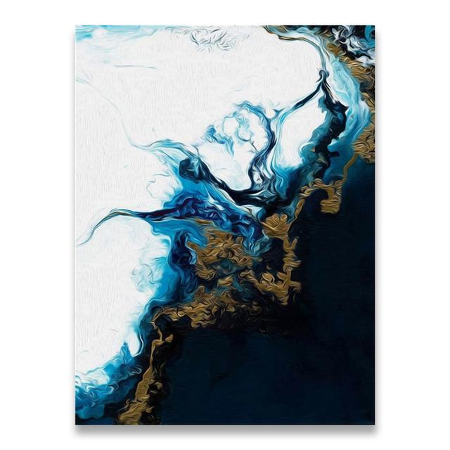 Ocean Blue Abstract Wall Art Picture Canvas Painting Poster Print Decor Wall Art Pictures Living Room Decoration Frameless